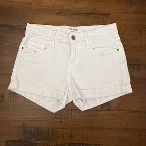 FRAME Le Cutoff White Denim Shorts Womens Size 23 Cuffed Casual EUC
